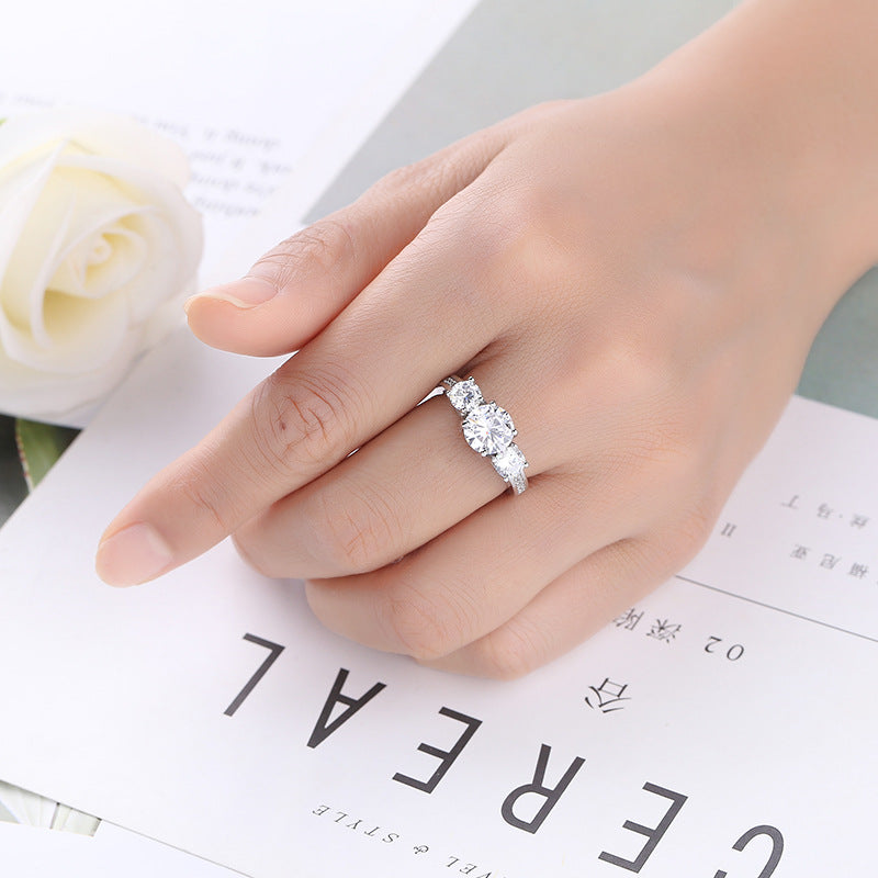 3 Karat Simüle Elmas Kadın Nişan & Alyans Yüzük – 14 Ayar Beyaz Altın Kaplama